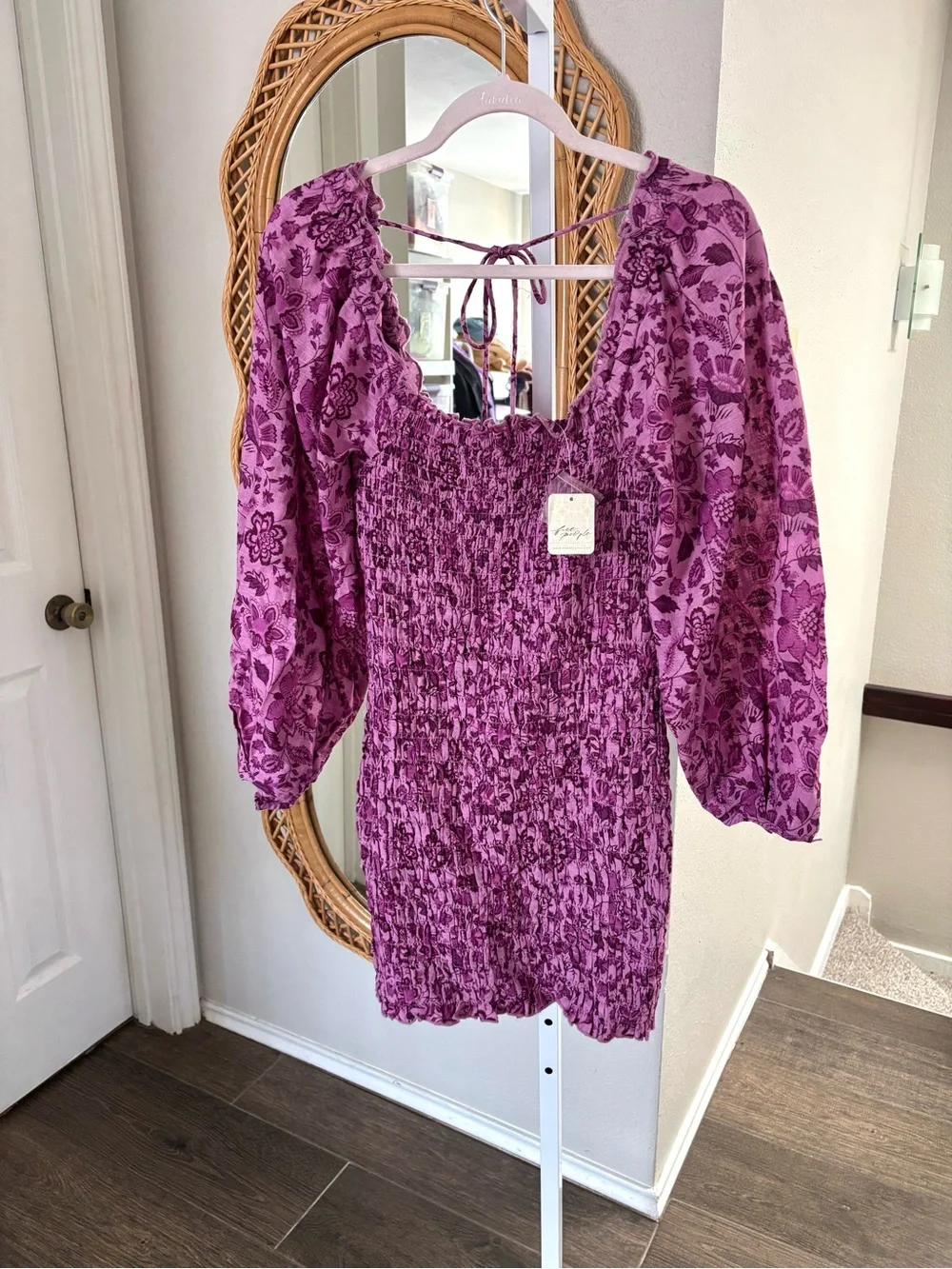 Free People / NWT Smock It To Me Mini Dress in azalea combo purple